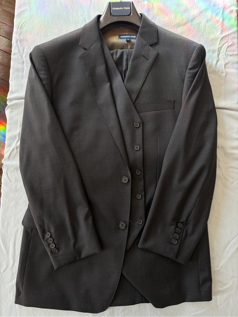 Men's Charcoal Three-Piece Suit
